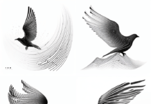 Fineline Tattoo – Fliegende Vögel Tattoo Idee